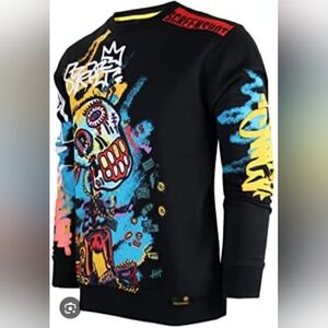 Screenshot,Mens,Crewneck Sweater with Urban Graffiti Design, Size Medium